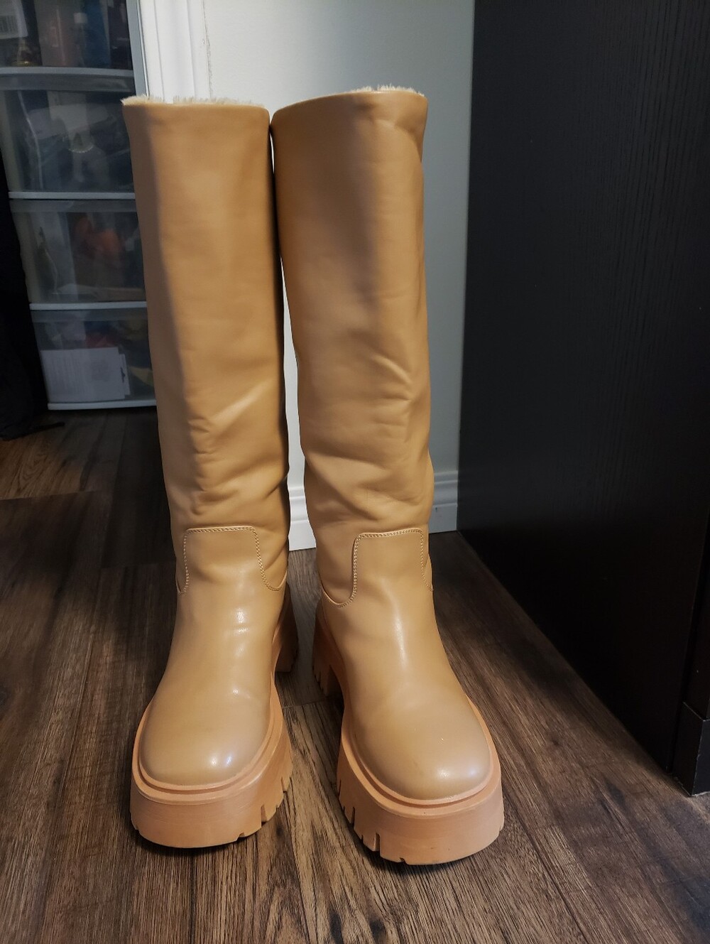 Call It Spring Tall Tan Platform Knee-High Boots